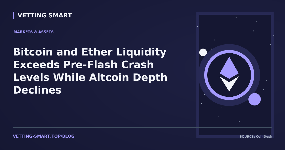 Bitcoin and Ether Liquidity Exceeds Pre-Flash Crash Levels While Altcoin Depth Declines