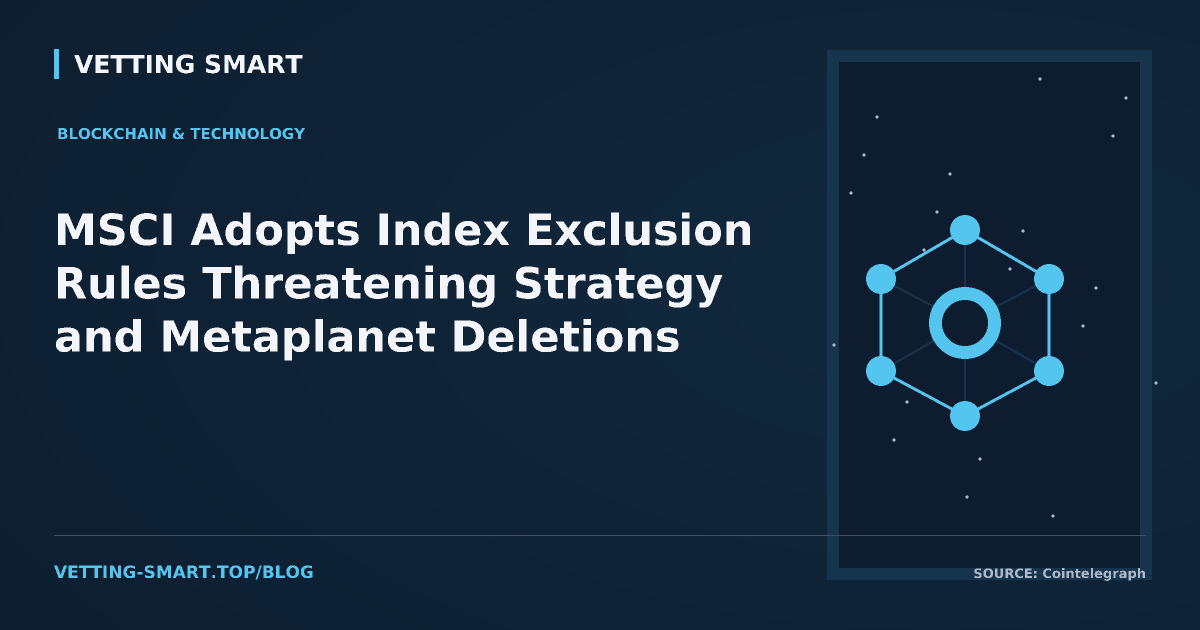 MSCI Adopts Index Exclusion Rules Threatening Strategy and Metaplanet Deletions