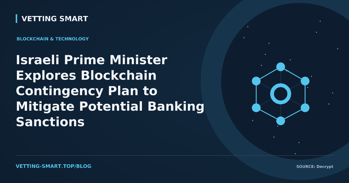 Israeli Prime Minister Explores Blockchain Contingency Plan to Mitigate Potential Banking Sanctions